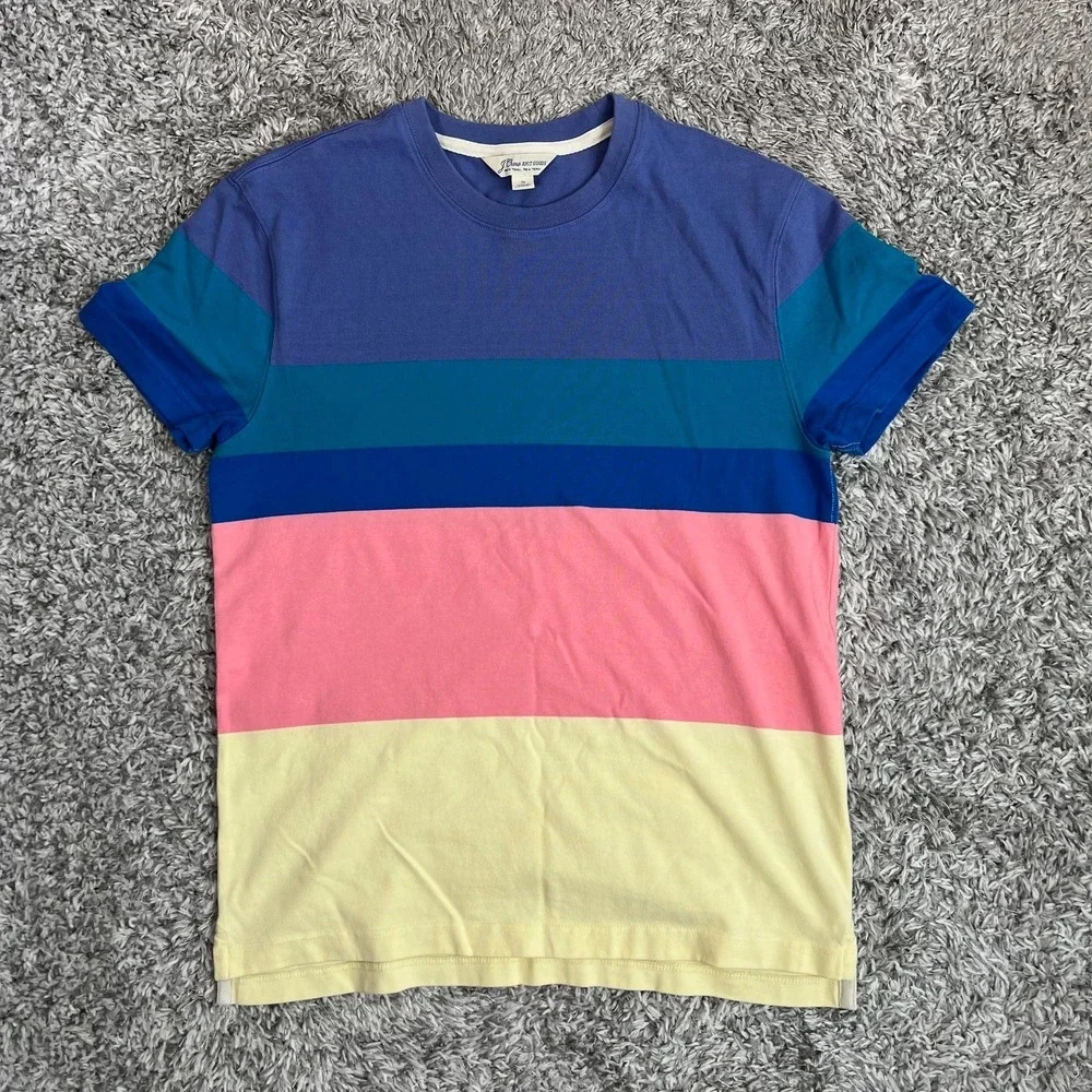 J.Crew Shirt‎ Mens Small Knit Goods Rugby Crewneck Multistripe Cotton Preppy